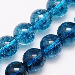 Crackle naturale perle di quarzo fili, tinto, tondo, dodger blu, 8mm, Foro: 1 mm, circa 46pcs/filo, 15 pollice