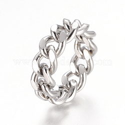 Unisex 304 anelli in acciaio inossidabile, anelli per le dita con catene a cordolo con taglio a diamante, Anelli a banda larga, colore acciaio inossidabile, formato 7, 17mm, 7mm