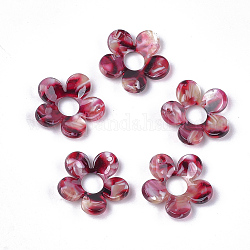 Cellulose Acetate(Resin) Pendants, Flower, Indian Red, 23x24x5mm, Hole: 1.4mm