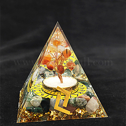 バイキング ルーン シンボル ハーベスト オルゴナイト ピラミッド 樹脂 ディスプレイ デコレーション  内部に天然宝石チップを使用  ホームオフィスデスク用  50~60mm