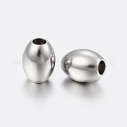 201 Stainless Steel Beads, Oval, Stainless Steel Color, 5x6.5mm, Hole: 2mm