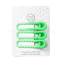 Pinzas para el cabello de cocodrilo de hierro pintadas con spray para niñas, verde primavera medio, 16x59x12mm, 3 unidades / tarjeta