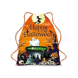Рюкзаки из полиэстера, сумки на шнурке из нейлоновой веревки, Хэллоуин тема, темно-оранжевый, 342x283x0.2 мм
