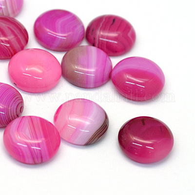 Gefärbte natürliche gestreifte Achat-Cabochons&nbsp;X-G-R348-14mm-01-1