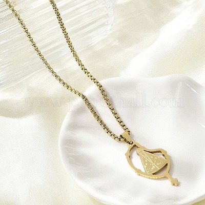 Pendentif en acier inoxydable Vierge Marie Médaille Plaqué or Pendentif