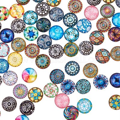 Rond Cabochon Verre Mosa/ïque Cailloux D/écoratifs Pierres pour Photos Bijoux Pendentif Verre Artisanat Cabochon Verre Mosa/ïque 200PCS Cabochon Dome avec Dos Plat 16 5mm