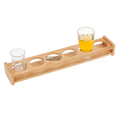 6-Loch-Schnapsgläserhalter aus Bambus&nbsp;AJEW-WH0010-88-1