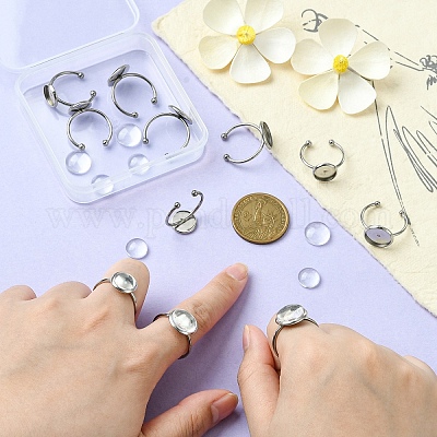 UNICRAFTALE 16 Set Fai Da Te Kit Per La Creazione Di Anelli Per Polsini Misura 7 3/4 Vassoio Per Castoni Per Anelli Per Polsini Aperti 304 Anelli Per Dito In Acciaio Inossidabile