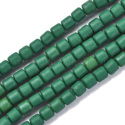 Handmade Polymer Clay Bead Strands, Column, Dark Green, 6.5x6mm, Hole:  1.2mm, about 61pcs/strand, 15.75 inch(40cm)