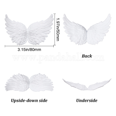 36Pcs Plastic Angel Wings for Crafts,Mini 3D White Angel Wing Ornament  Patches, for Party Decor DIY Craft & Wedding Prop 