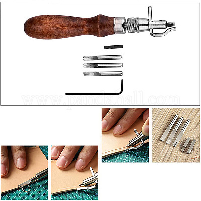 High Carbon Steel Leather Crafting Tools, with Wood, Leather Working Tools  Kit, for Stitching Punching Cutting Sewing Leather Craft Making, Stainless