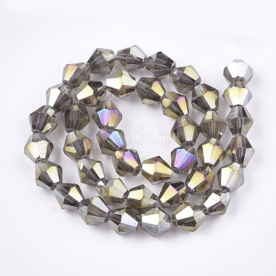 Chapelets de perles en verre électroplaqué&nbsp;X-EGLA-Q118-6mm-B13-1