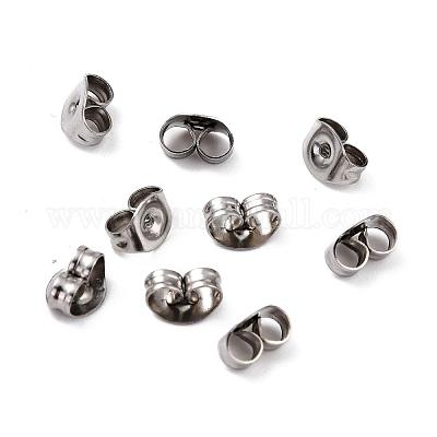 304 Stainless Steel Ear Nuts, Earring Backs, Stainless Steel Color