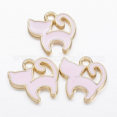 Breloques chaton en alliage émail&nbsp;X-PALLOY-P118-17-1