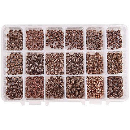 PandaHall 540 Pcs 18 Styles Tibetan Alloy Spacer Beads for Bracelet Necklace Jewelry Making PALLOY-PH0012-73-1
