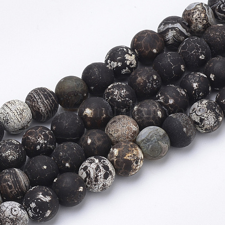 Chapelets de perle en agate naturelle teinte G-Q462-130B-8mm-1