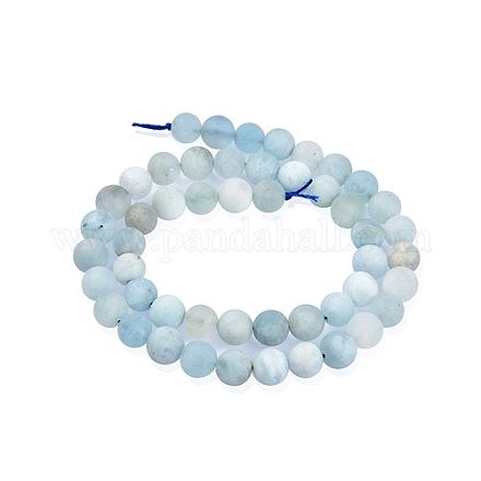 Natürliche Aquamarin Perlen Stränge&nbsp;G-E561-01-8mm-01-1