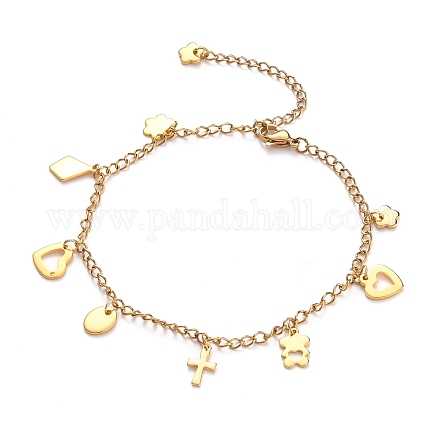 304 Stainless Steel Charm Anklets AJEW-AN00342-1