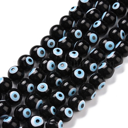Chapelets de perle rondes au mauvais œil manuelles LAMP-L055-10mm-28-1