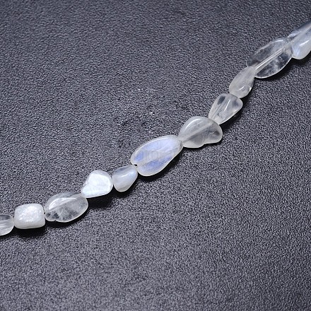 Pierres de lune arc-en-ciel blanches naturelles pépites brins de perles G-O048-07-1