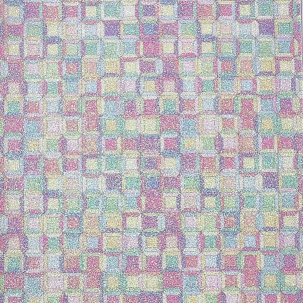 模造革生地  自己粘着性の布地  衣類用アクセサリー  幾何学的模様  カラフル  30~30.7x19.5~20x0.05cm DIY-WH0157-64B-08-1