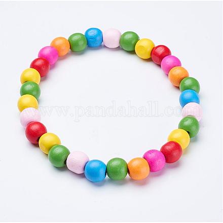Colliers de perles de bois d'enfants NJEW-JN01821-1