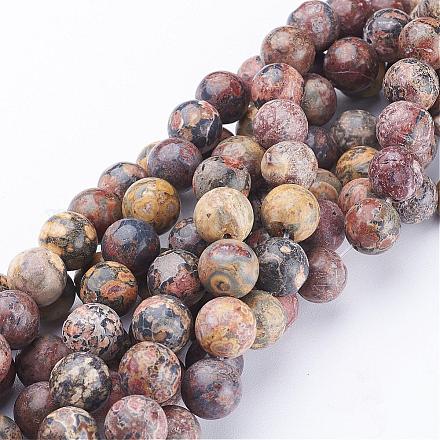 Perles de jaspe peau de léopard rouge naturel brins GSR10mmC066-1