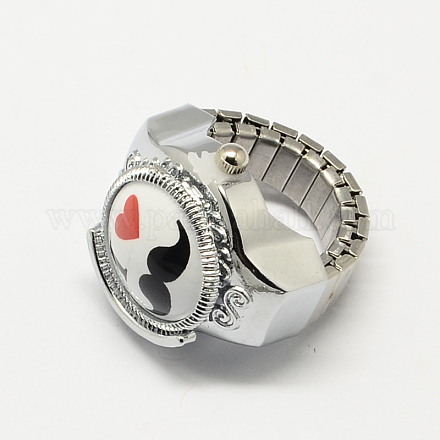 Tono platino orologi al quarzo anello tratto di ferro RJEW-R119-08B-1