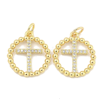 Латунные микропаве прозрачные подвески с фианитом KK-S386-22G-1