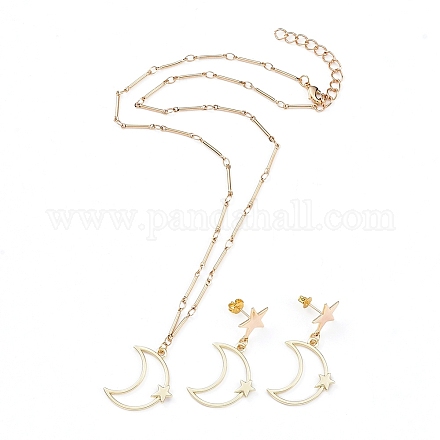 Collana pendente e set di gioielli con orecchini pendenti SJEW-JS01084-01-1