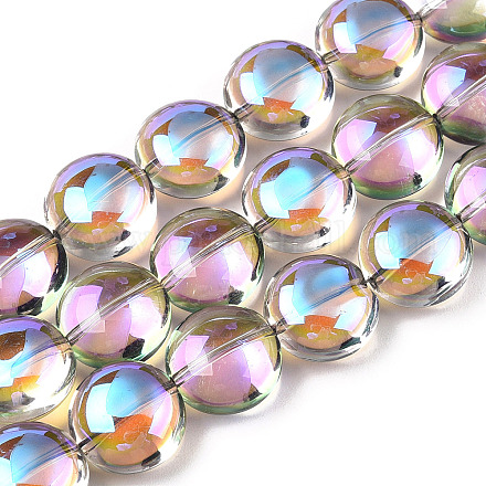 Brins de perles de verre de galvanoplastie transparentes EGLA-P049-01A-HR01-1