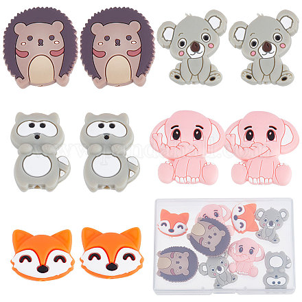 SUNNYCLUE 1 Box Silicone Beads Animals Silicone Bead Animal Head Raccoon Elephant Thick Chunky Spacer Loose Beads for Jewelry Making Lanyard Keychain Necklace Bracelet Beading Supplies Pen Decor SIL-SC0001-11-1