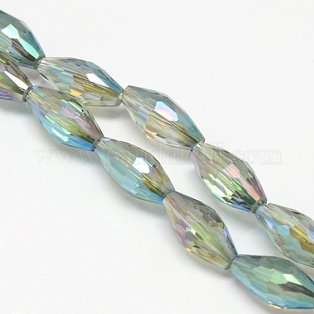 Electroplate Crystal Glass Rice Beads Strands EGLA-F043-A02-1