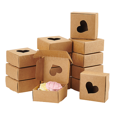 60 Scatole Di Carta Kraft A Forma Di Cuore – 5x5x5 Cm, Con Finestra, Riciclabili, Per Bomboniere E Regali, Colori Assortiti