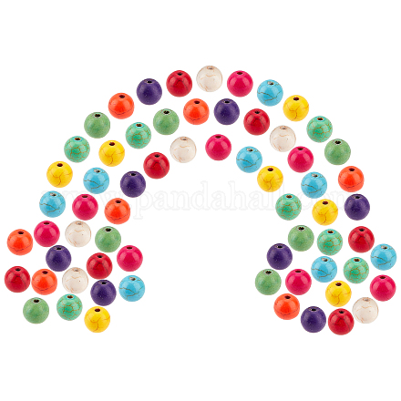SUNNYCLUE 200Pcs Round Synthetic Turquoise Beads DIY-SC0015-51-1