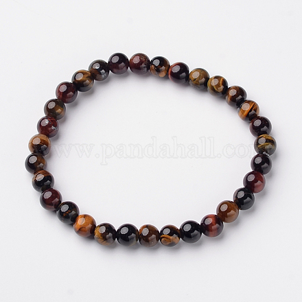 Oeil de tigre naturel perles rondes bracelets extensibles BJEW-L593-D08-1