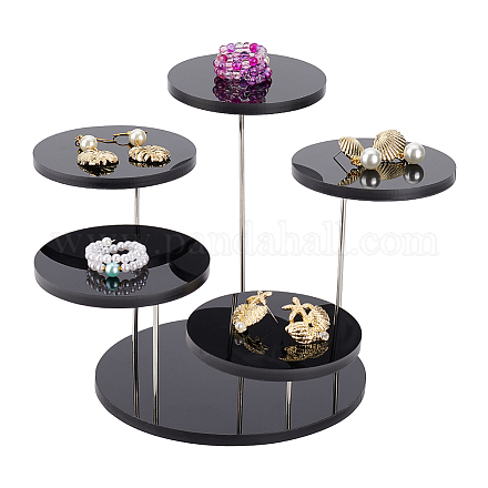 Fingerinspire présentoir rond en acrylique 5 niveau en acrylique noir présentoirs à bijoux rotatifs de 3 pouces support d'affichage en acrylique pour figurines d'action RDIS-WH0018-06B-1