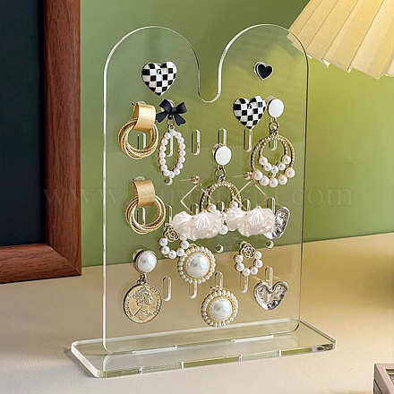 Présentoirs de bijoux en acrylique transparent en forme d'oreille de lapin PW-WG64726-01-1