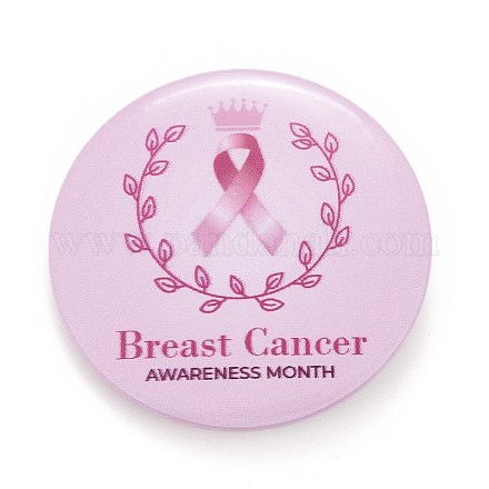 Brustkrebs-Bewusstseinsmonat Brosche aus Weißblech JEWB-G016-01P-01-1