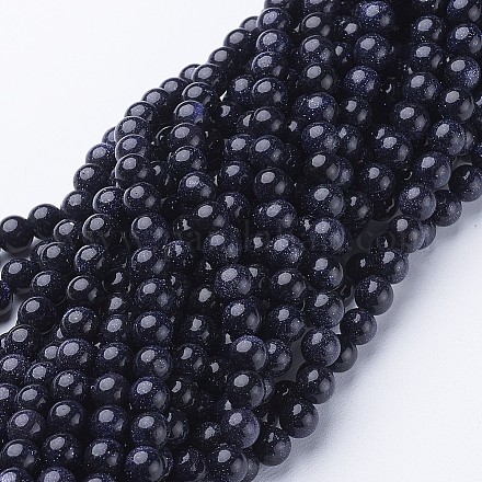 Chapelets de perles en pierre d'or bleue synthétique GSR053-1
