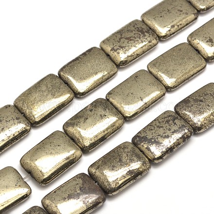 Natural Pyrite Rectangle Beads Strands G-I125-94-25x18mm-1