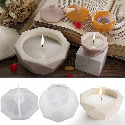 Stampi per tazze di candele in silicone fai-da-te con ottagono sfaccettato DIY-P078-07-1
