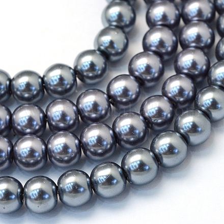 Cottura dipinto di perle di vetro perlato fili di perline rotondo X-HY-Q003-4mm-12-1