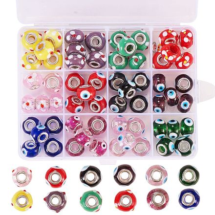 60 pièces 12 couleurs perles européennes faites à la main LPDL-SZ0001-02P-1