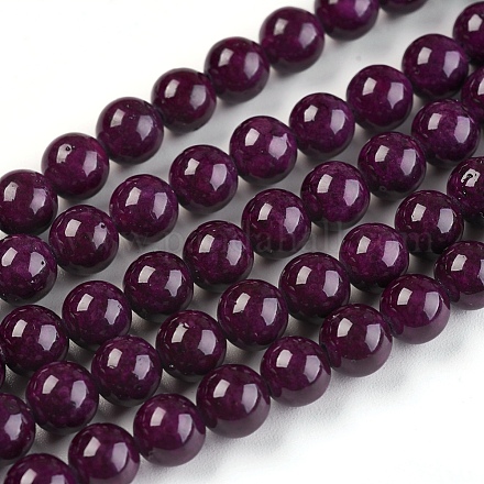 Dyed Natural Fossil Beads Strands G-E328-6mm-05-1
