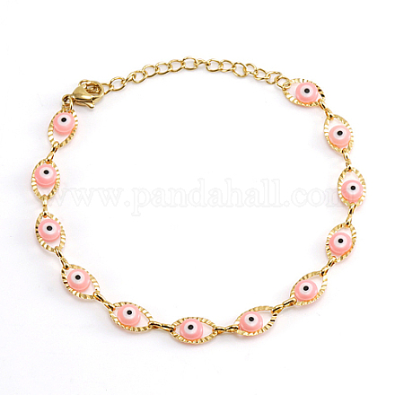 Golden Stainless Steel Enamel Horse Eye Link Chain Bracelets JM1854-5-1