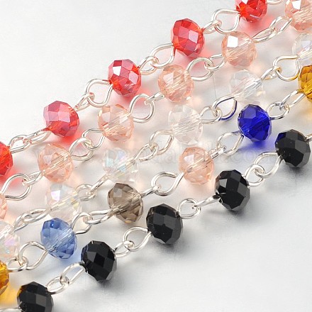 Handmade Rondelle Glass Beads Chains for Necklaces Bracelets Making AJEW-JB00121-1