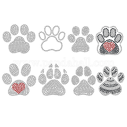 SUPERDANT Rhinestone Iron on Transfers Dog Paw Bling Patch Cat Paw Clear Crystal Rhinestone Template for Clothes Bags Pants Animal Paw DIY Transfer Iron On Decals for T Shirts DIY-WH0303-019-1