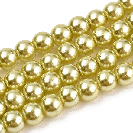 Baking Painted Pearlized Glass Pearl Round Bead Strands HY-Q003-6mm-67A-1