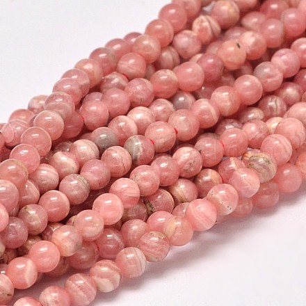 Redondas hebras de perlas naturales de rodocrosita G-F289-21-4mm-1